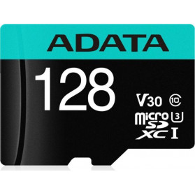 Karta pamięci ADATA Premier Pro MicroSDXC 128 GB Class 10 UHS-I/U3 A2 V30 AUSDX128GUI3V30SA2-RA1 - 100 MBps|80 MBps, Czarna